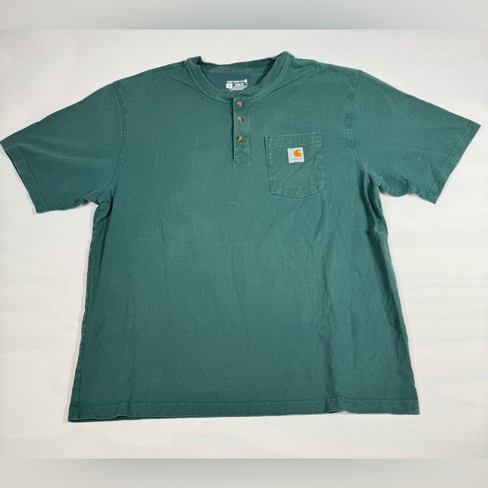 Carhartt Loose Fit 3 Button Pocket Front Short Sleeve Tee Green Men’s XL